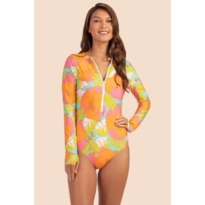Trina Turk Large NWT Playa De Flor Half Zip Long Sleeve Rash Guard Paddle Suit